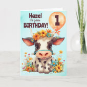 Leuke Koe Kinderen Leeftijd Verjaardag Kaart (Voorkant)