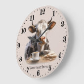 Leuke koe liefhebbers kantoor of keuken grote klok (Hoek)