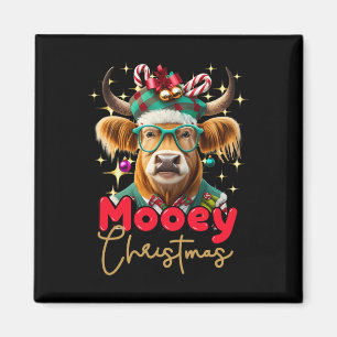 Leuke Koe Mooey Kerstmis Schotse Familie Groep Magneet