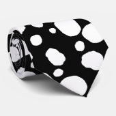 Leuke Koe Print Westerne Vlekken Patroon Zwart Wit Stropdas (Opgerold)