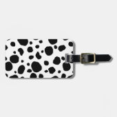 Leuke Koe Print Zwart en Wit Gepersonaliseerd Bagagelabel (Voorkant horizontaal)