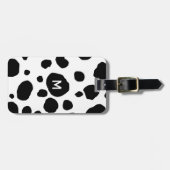 Leuke Koe Print Zwart-wit Monogram Initiaal Bagagelabel (Voorkant horizontaal)