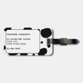 Leuke Koe Print Zwart-wit Monogram Initiaal Bagagelabel (Achterkant horizontaal)