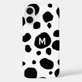 Leuke Koe Print Zwart-wit Monogram Initiaal Case-Mate iPhone Case (Achterkant)