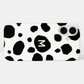 Leuke Koe Print Zwart-wit Monogram Initiaal Case-Mate iPhone Case (Achterkant (horizontaal))