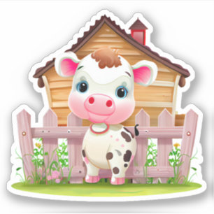 Leuke Koe Staand door de Omheining Custom Cut Viny Sticker