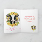 Leuke koe verjaardagskaart kaart (Binnen)