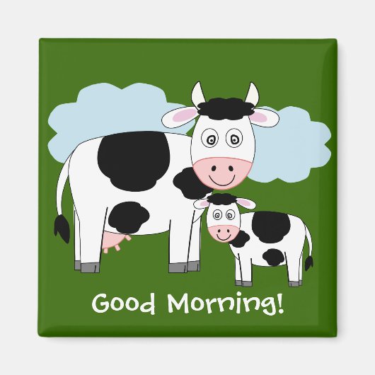 Leuke koeien koelkastmagneet "Goedemorgen" Magneet (Voorkant)