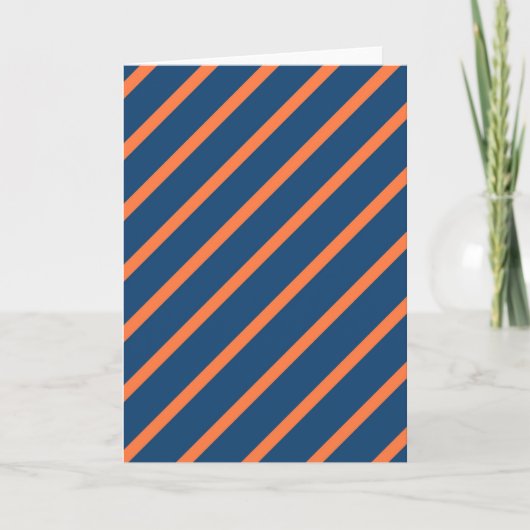 Leuke koele blauwe en Oranje diagonale strepen Kaart (Voorkant)