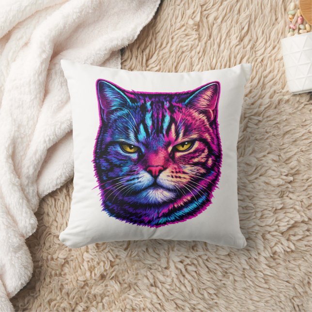 Leuke & Koele Dierdecoratie Psychedelische Kat Kussen (Deken)