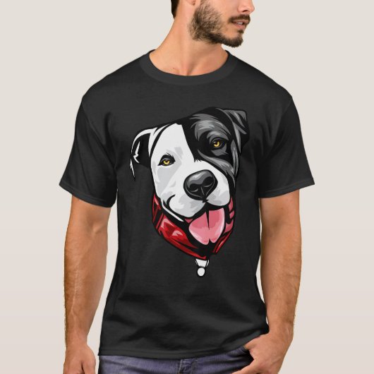 Leuke koele pitbull gezicht t-shirt (Voorkant)