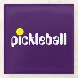 Leuke koele witte gele PICKLEBALL op Paarse Glazen Onderzetter