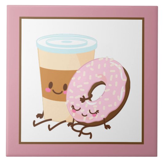 Leuke koffie donut decor keuken keramische tegel tegeltje (Voorkant)
