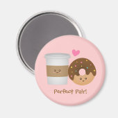 Leuke koffie en donut in liefde, perfect paar magneet (Voorkant / Achterkant)