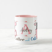 Leuke koffie en katten thema monogram gepersonalis mok (Midden)