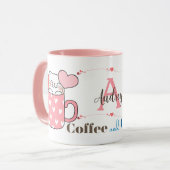 Leuke koffie en katten thema monogram gepersonalis mok (Voorkant links)