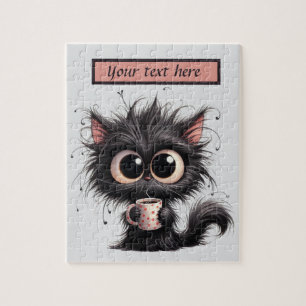 Leuke koffie kat tekst toevoegen legpuzzel