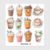 Leuke koffie latte sticker (Vel)