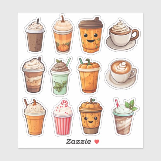 Leuke koffie latte sticker (Vel)