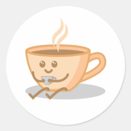 Leuke Koffie / Thee Mok Cartoon Ronde Sticker