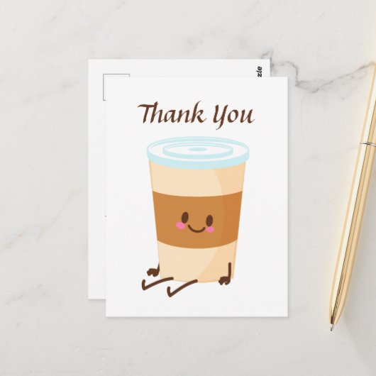 Leuke koffie voeg tekst toe dank je briefkaart (Voorkant / Achterkant in situ)