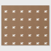 Leuke koffiekop op bruine patroonachtergrond cadeaupapier (Vlak)