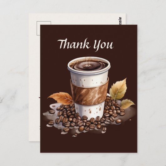 Leuke koffiezaak bedankt of leveranciers  briefkaart (Voorkant / Achterkant)