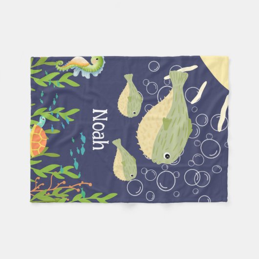 Leuke kogelvis in een diepblauw zee, fleece deken (Voorkant (Horizontaal))