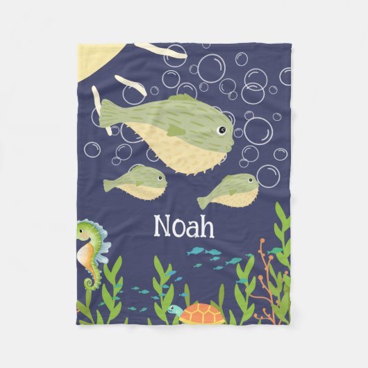 Leuke kogelvis in een diepblauw zee, fleece deken (Voorkant)