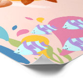 Leuke kogelvis in roze oceaan scene, poster (Hoek)
