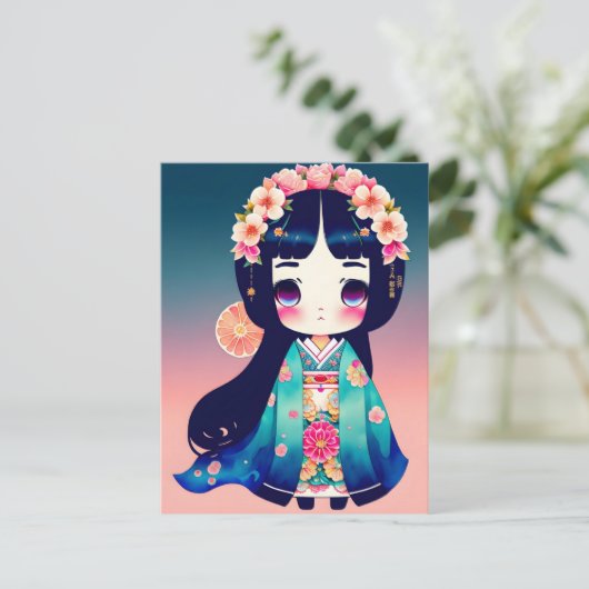 Leuke Kokeshi Doll, Postcrossing Briefkaart (Staand voorkant)