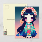 Leuke Kokeshi Doll, Postcrossing Briefkaart (Voorkant / Achterkant)