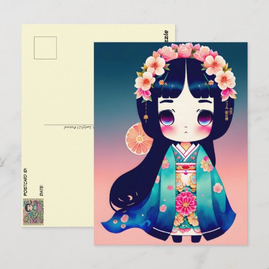 Leuke Kokeshi Doll, Postcrossing Briefkaart (Voorkant / Achterkant)