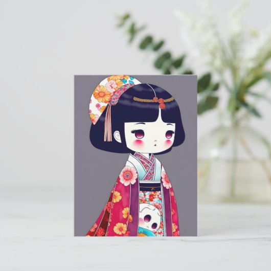 Leuke Kokeshi Doll, Postcrossing Briefkaart (Staand voorkant)