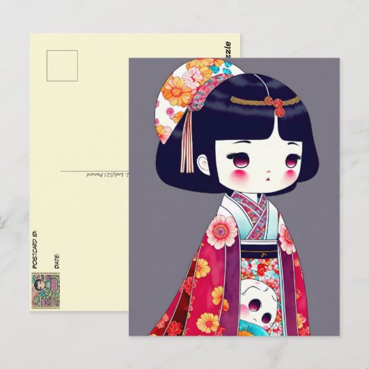 Leuke Kokeshi Doll, Postcrossing Briefkaart (Voorkant / Achterkant)