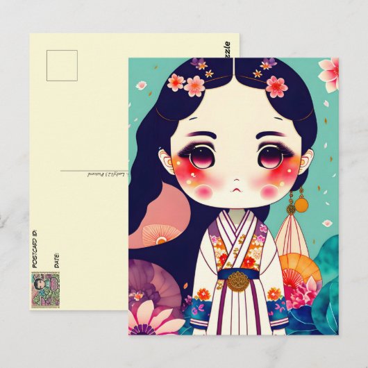 Leuke Kokeshi Doll, Postcrossing Briefkaart (Voorkant / Achterkant)