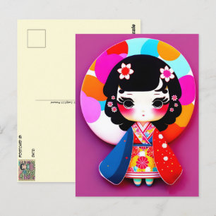 Leuke Kokeshi Doll, Postcrossing Briefkaart