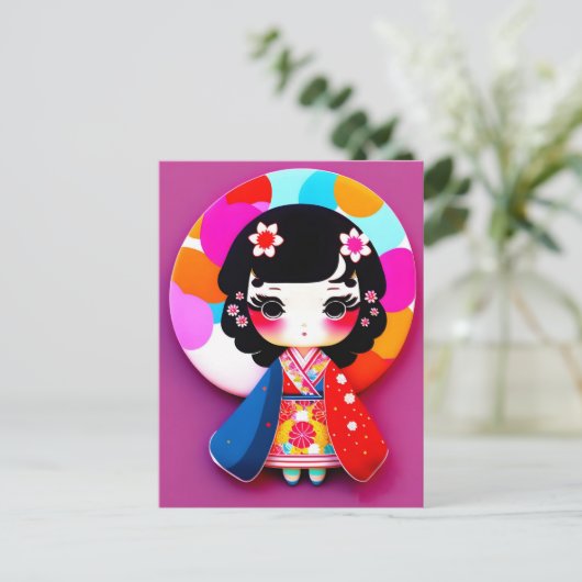 Leuke Kokeshi Doll, Postcrossing Briefkaart (Staand voorkant)