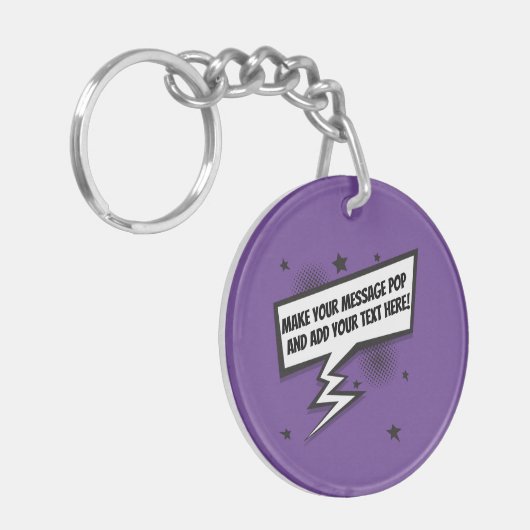 Leuke komische stijl callout speech bubble sleutelhanger (Voorkant Links)