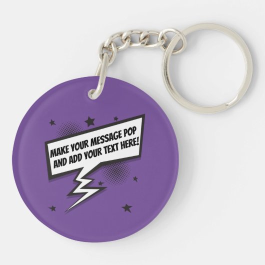 Leuke komische stijl callout speech bubble sleutelhanger (Achterkant)