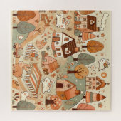 Leuke konijn dorp puzzel. legpuzzel (Horizontaal)