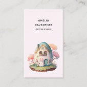 Leuke konijn & ei vormige huis pastel kleuren visitekaartje (Voorkant)