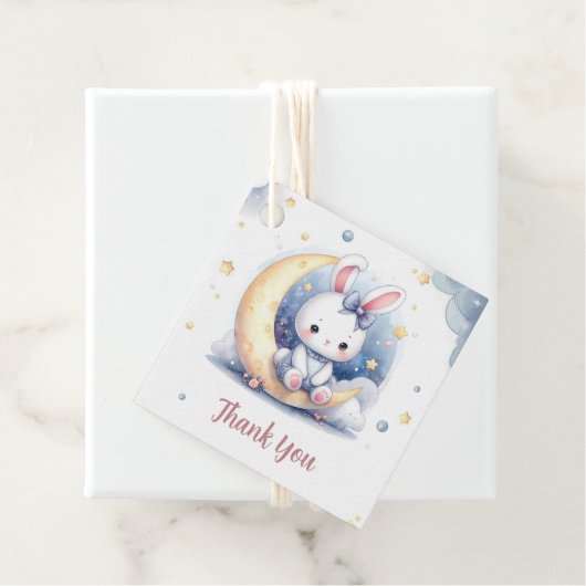 Leuke konijn en glanzende maan bedankjes labels (In situ)