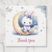 Leuke konijn en glanzende maan bedankjes labels (Voorkant)