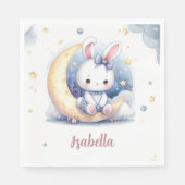 Leuke konijn en mooie maan verjaardag servet (Voorkant)