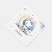 Leuke konijn en mooie maan verjaardag servet (Hoek)