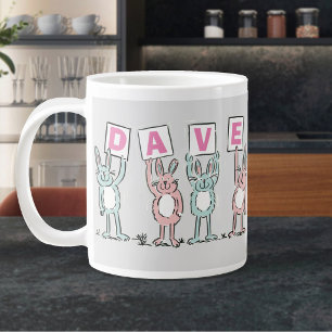 Leuke Konijn Ontwerp met 4 Letterige Naam Grote Koffiekop