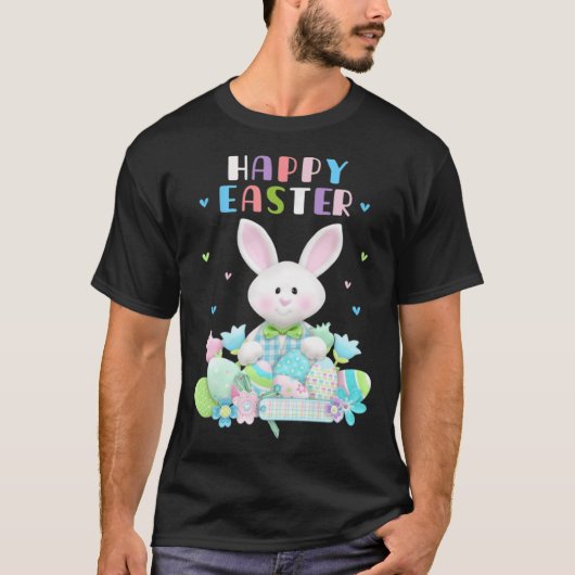 Leuke konijn pastel lente eieren jagen konijn gelu t-shirt (Voorkant)