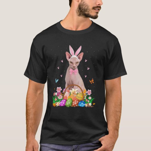 Leuke konijn Sphynx Kat & Pasen Ei Mand Pasen D T-shirt (Voorkant)