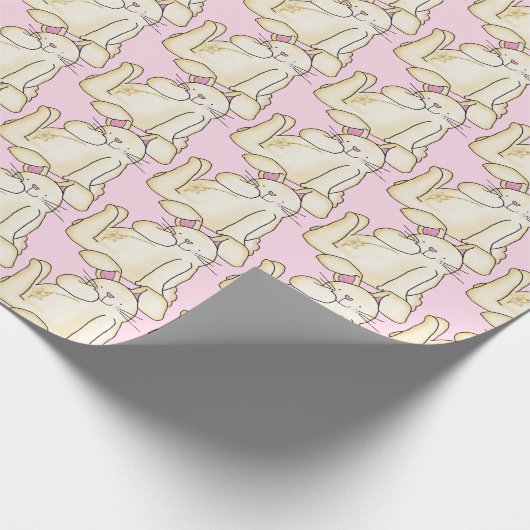Leuke konijnen op roze cadeaupapier (Hoek)